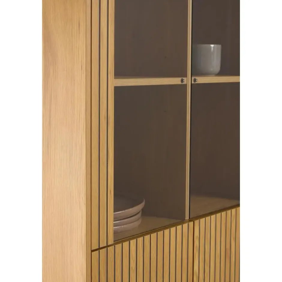 Vitrinekast Naturel Eikenlook - 80x40x180cm - Juna