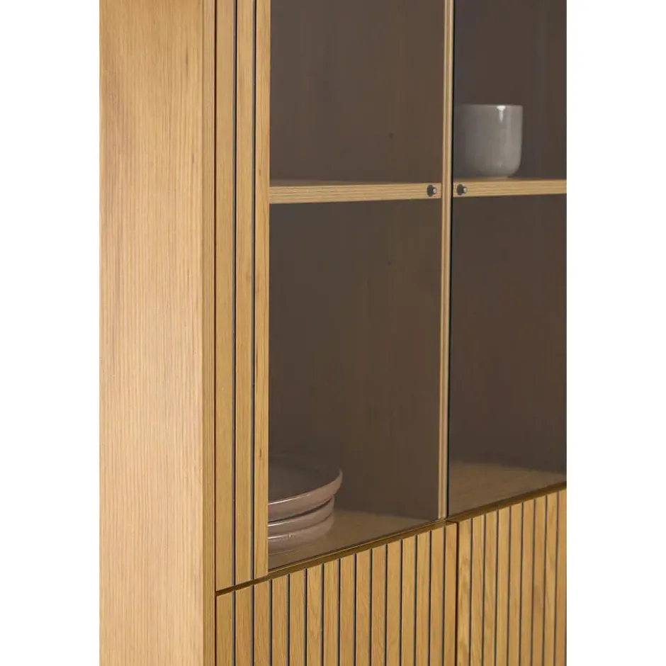 Vitrinekast Naturel Eikenlook - 80x40x180cm - Juna