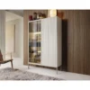 Vitrinekast OVILA - 103.5 cmx39 cmx165.5 cm - Beige Glas Hout paneel