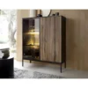 Vitrinekast OVILA - 103.5 cmx39 cmx125.5 cm - Zwart Natuurlijk licht Glas Hout