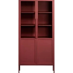 Vitrinekast Renee - steenrood- 210x100x40 cm