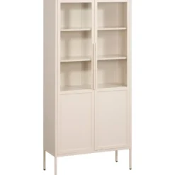 Vitrinekast Renee - taupe - 210x100x40 cm