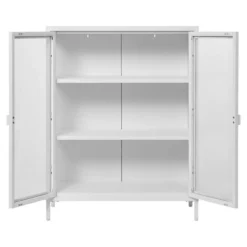 Vitrinekast Wit Metaal - 2 Deuren - 80x40x101cm - Brisbane