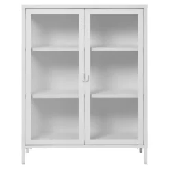 Vitrinekast Wit Metaal - 2 Deuren - 80x40x101cm - Brisbane