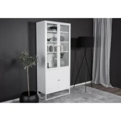 Vitrinekast Wit Staal - 80x40,5x190cm - Bakal