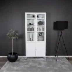 Vitrinekast Wit Staal - 80x40,5x190cm - Bakal