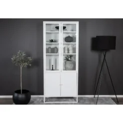 Vitrinekast Wit Staal - 80x40,5x190cm - Bakal