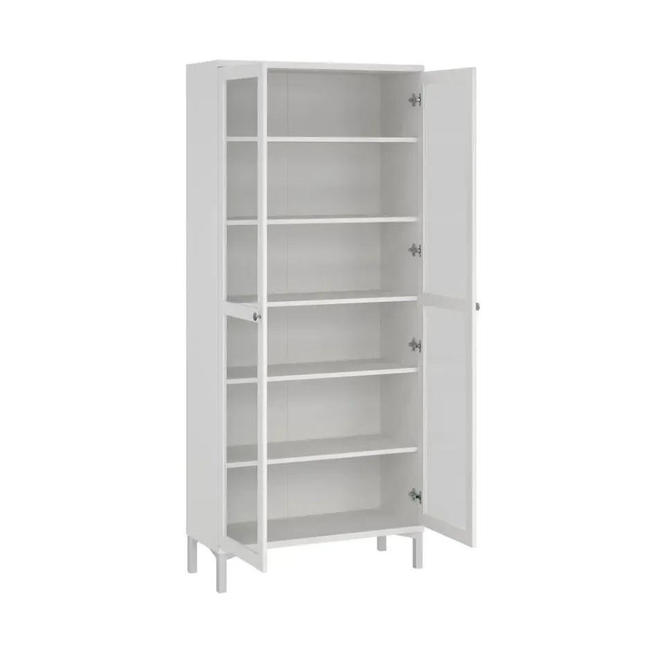 Vitrinekast Wit - 90x40x200cm - Roma
