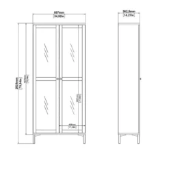 Vitrinekast Wit - 90x40x200cm - Roma