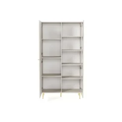 Vitrinekast YESINIA - 100 cmx44.8 cmx189 cm - Beige Glas Hout paneel