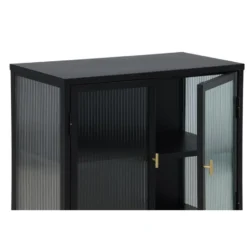 Vitrinekast Zwart Staal - 70x40x80cm - Garis