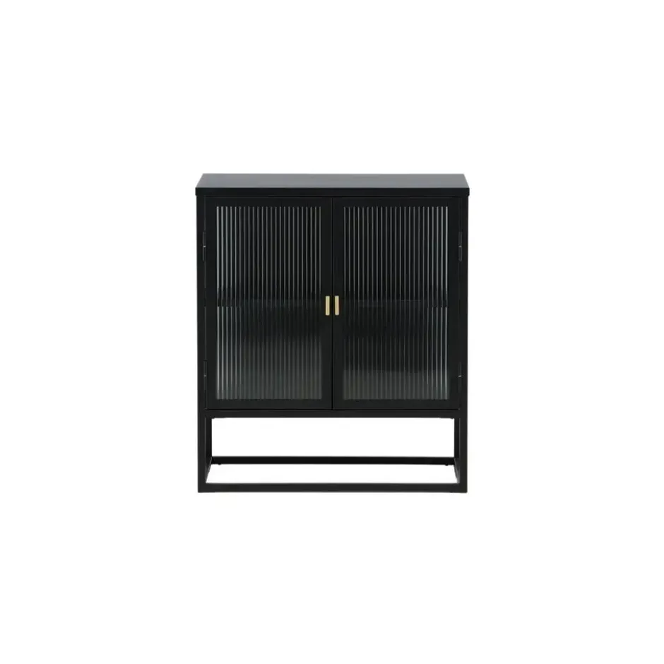 Vitrinekast Zwart Staal - 70x40x80cm - Garis