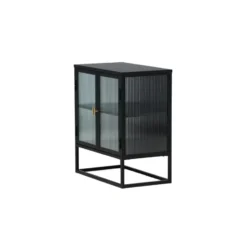 Vitrinekast Zwart Staal - 70x40x80cm - Garis