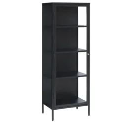 Vitrinekast Zwart - 40x57,5x160cm - Metaal - Kast Carmel