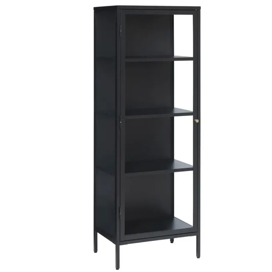 Vitrinekast Zwart - 40x57,5x160cm - Metaal - Kast Carmel