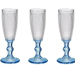 Vivalto Champagneglazen Monaco serie - 6x blauwe voet 180 ml