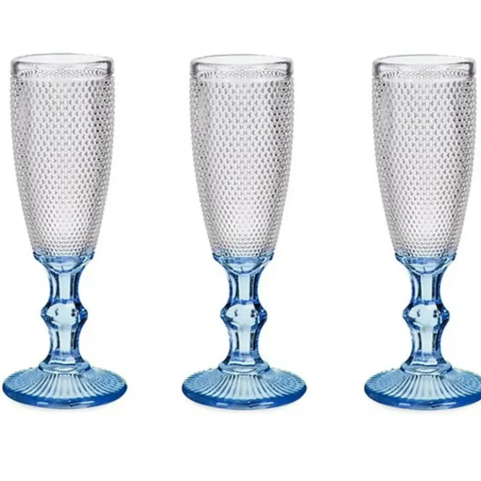 Vivalto Champagneglazen Monaco serie - 6x blauwe voet 180 ml