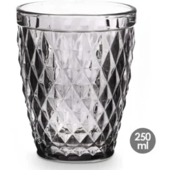 Vivalto Drinkglazen Diamonds - grijs glas - 6x - 250 ml