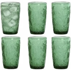 Vivalto Drinkglazen Tropical Palms - groen - 6x - 370 ml