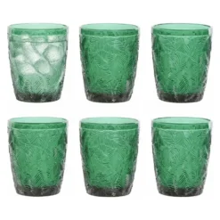 Vivalto Drinkglazen Tropical Palms - groen - 6x - 300 ml