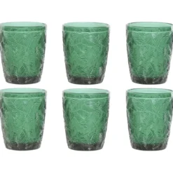 Vivalto Drinkglazen Tropical Palms - groen - 6x - 300 ml