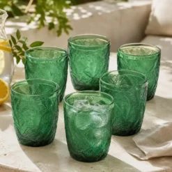 Vivalto Drinkglazen Tropical Palms - groen - 6x - 300 ml