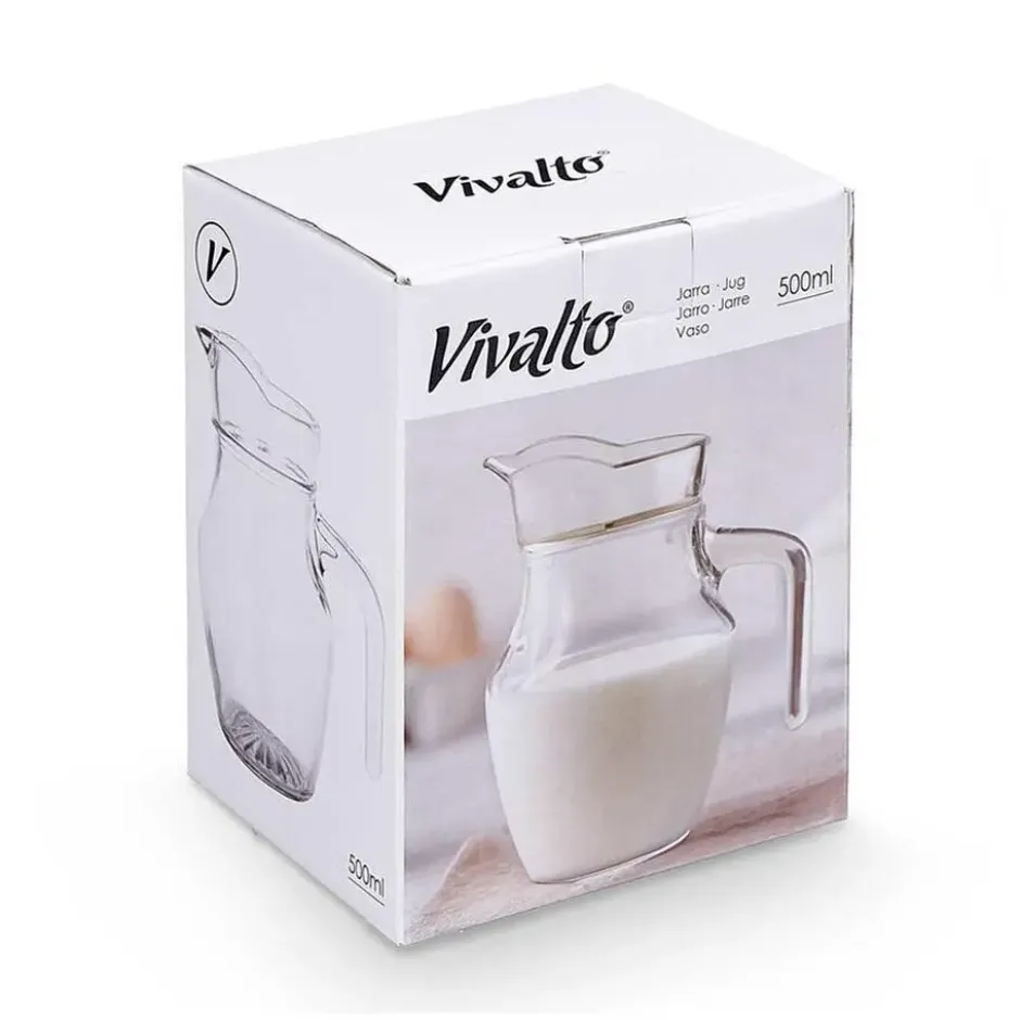 Vivalto schenkkan/water/ wijn karaf - glas - transparant - 500 ml