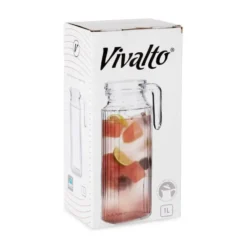 Vivalto schenkkan/water/wijn karaf - glas - transparant - 1000 ml