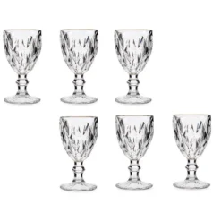 Vivalto Wijnglazen - 6x - kristal look - gouden rand - 254 ml
