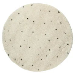 Vloerkleed Kinderkamer stip - Wit/Zwart - Dots - Interieur05 - Rond 120 Ø