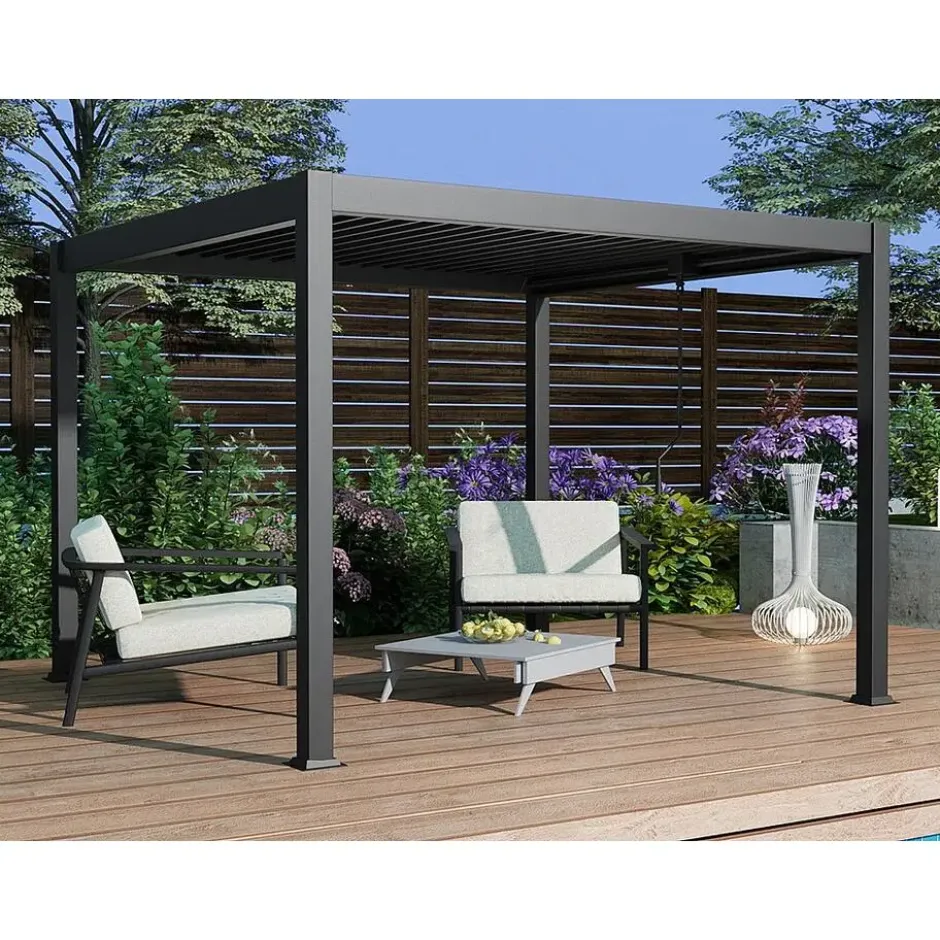 Vrijstaande pergola AMALFI - 300 cmx300 cmx220 cm - Antracietgrijs Metaal