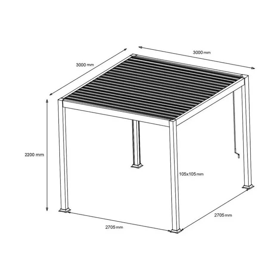 Vrijstaande pergola AMALFI - 300 cmx300 cmx220 cm - Antracietgrijs Metaal