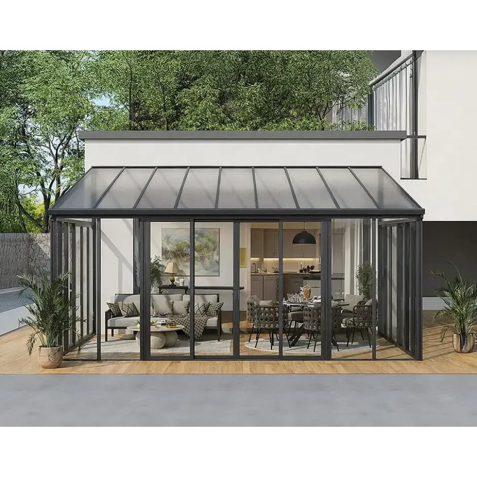 Vrijstaande pergola MATHILDA - 546 cmx382 cmx224 cm - Antracietgrijs Kunststof