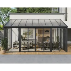 Vrijstaande pergola MATHILDA - 546 cmx382 cmx224 cm - Antracietgrijs Kunststof