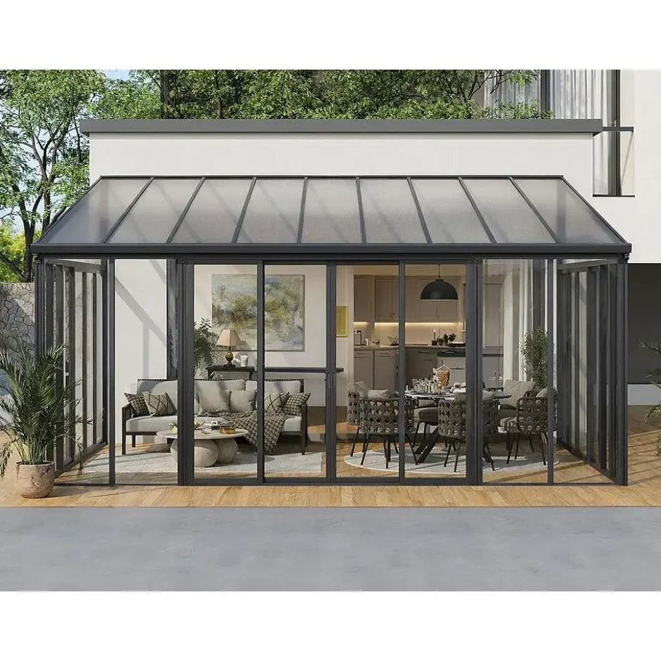 Vrijstaande pergola MATHILDA - 546 cmx382 cmx224 cm - Antracietgrijs Kunststof