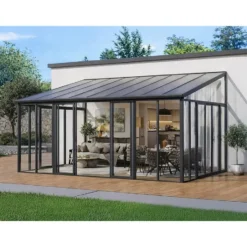 Vrijstaande pergola MATHILDA - 546 cmx382 cmx224 cm - Antracietgrijs Kunststof