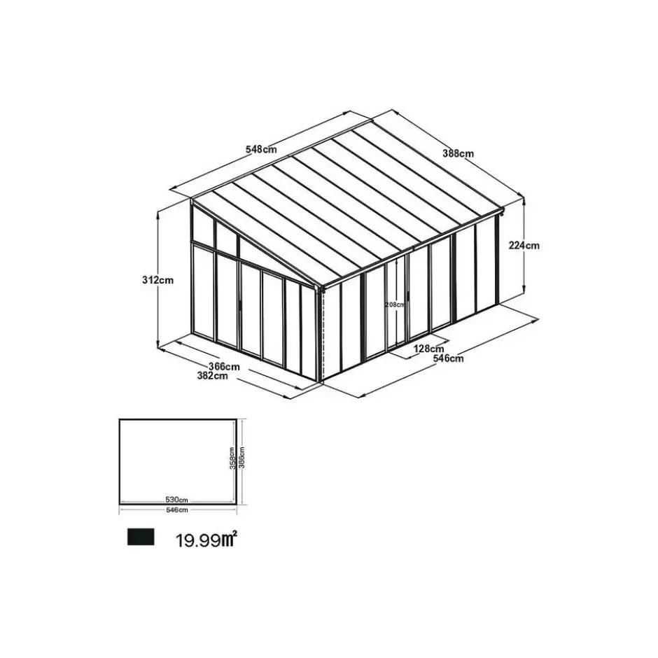 Vrijstaande pergola MATHILDA - 546 cmx382 cmx224 cm - Antracietgrijs Kunststof