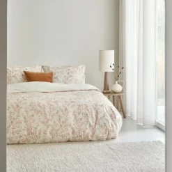 Walra - Dekbedovertrek Blushed Leaves - 140x220 cm - Off White / Roze