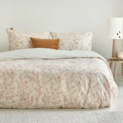 Walra - Dekbedovertrek Blushed Leaves - 140x220 cm - Off White / Roze