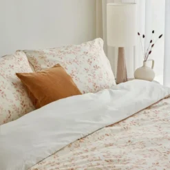 Walra - Dekbedovertrek Blushed Leaves - 140x220 cm - Off White / Roze