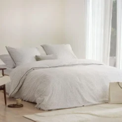 Walra - Dekbedovertrek Gentle Stripes - 140x220 cm - Off White / Bruin