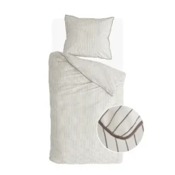 Walra - Dekbedovertrek Gentle Stripes - 140x220 cm - Off White / Bruin