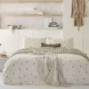Walra - Dekbedovertrek Remade Blossom Lines - 200x220 cm - Off White / Groen