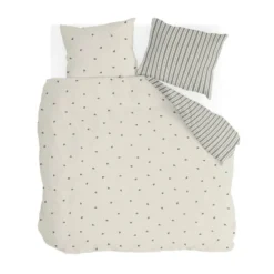 Walra - Dekbedovertrek Remade Blossom Lines - 200x220 cm - Off White / Groen