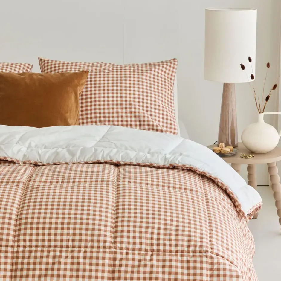 Walra - Dekbed zonder overtrek Cozy Check - 200x200 cm - Bruin / Off White