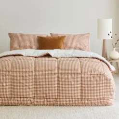 Walra - Dekbed zonder overtrek Cozy Check - 240x220 cm - Bruin / Off White
