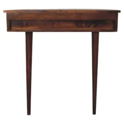 Wandgemonteerde kastanjehouten console zonder rugleuning, 1 lade, bruin