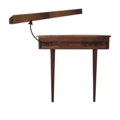Wandgemonteerde kastanjehouten console zonder rugleuning, 1 lade, bruin