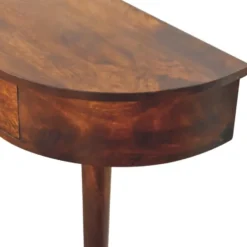 Wandgemonteerde kastanjehouten console zonder rugleuning, 1 lade, bruin