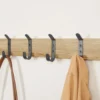 Wandkapstok - Kapstok met 8 Zwarte Haken - 88 cm - Lichte Eik